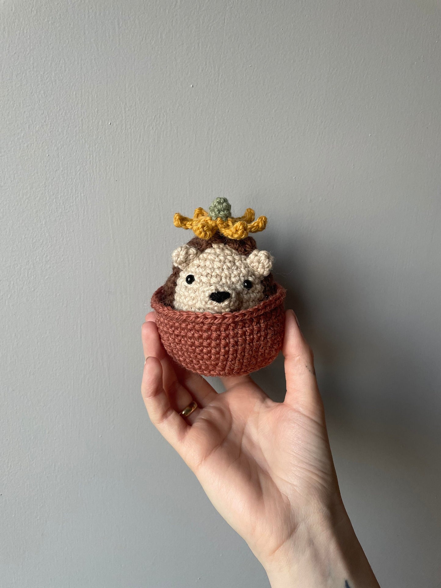 Hedgehog Crochet Pattern: Thistle in Flower Pot (Digital Pattern)