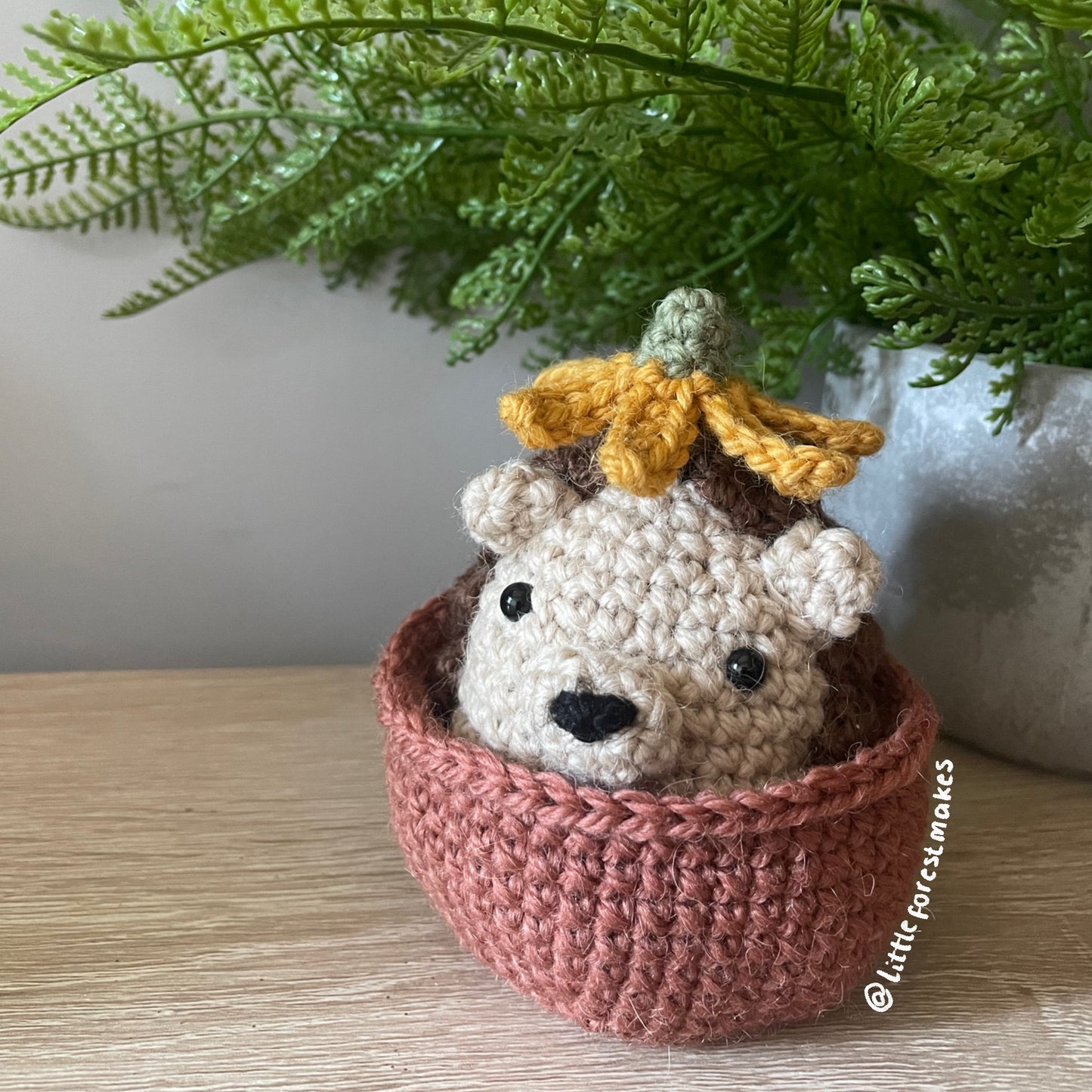 Hedgehog Crochet Pattern: Thistle in Flower Pot (Digital Pattern)
