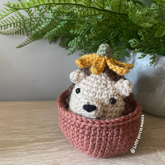 Hedgehog Crochet Pattern: Thistle in Flower Pot (Digital Pattern)