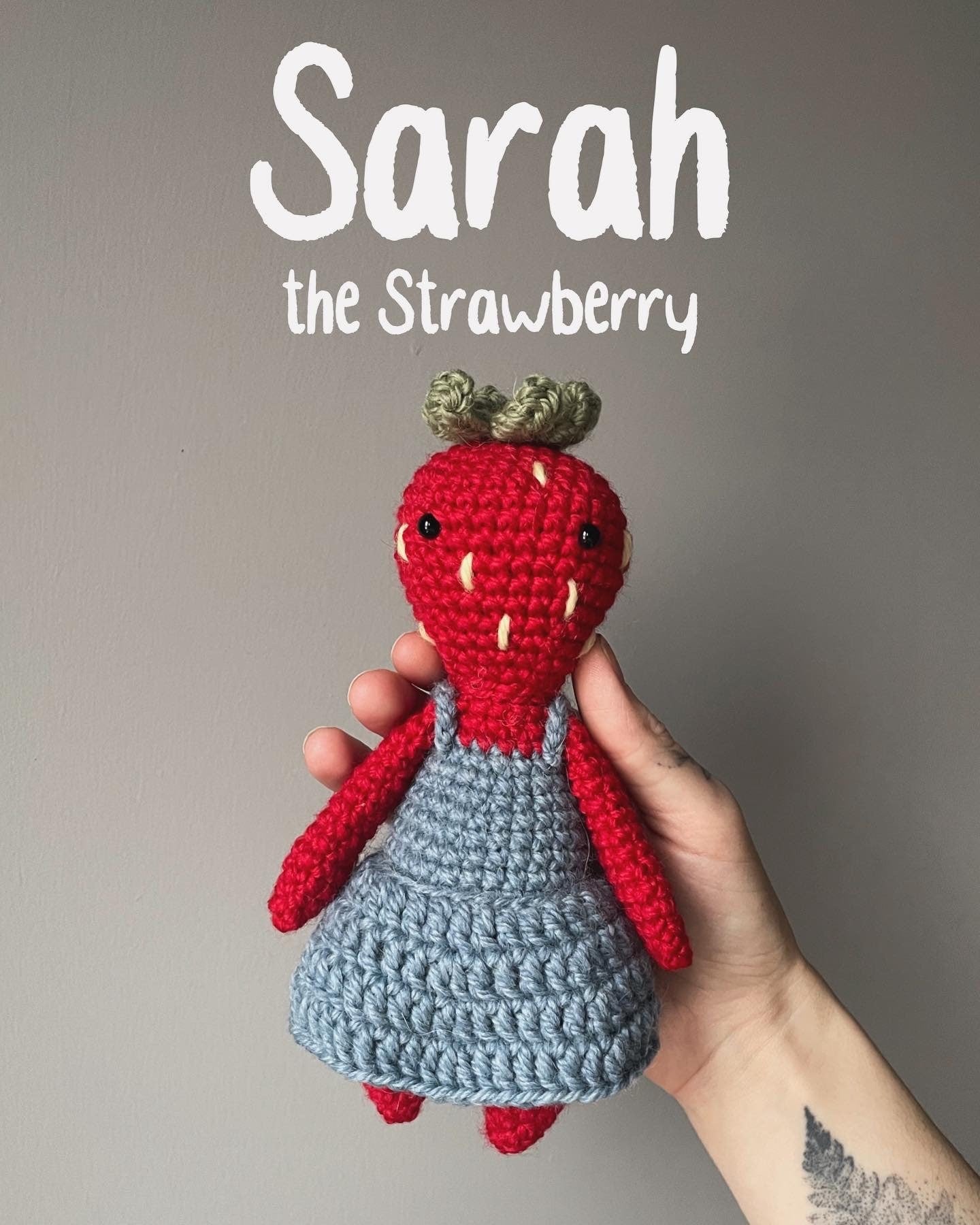Sarah the Strawberry Girl Crochet Fruit Plushie Doll Pattern [DIGITAL PDF] (Downloadable File)
