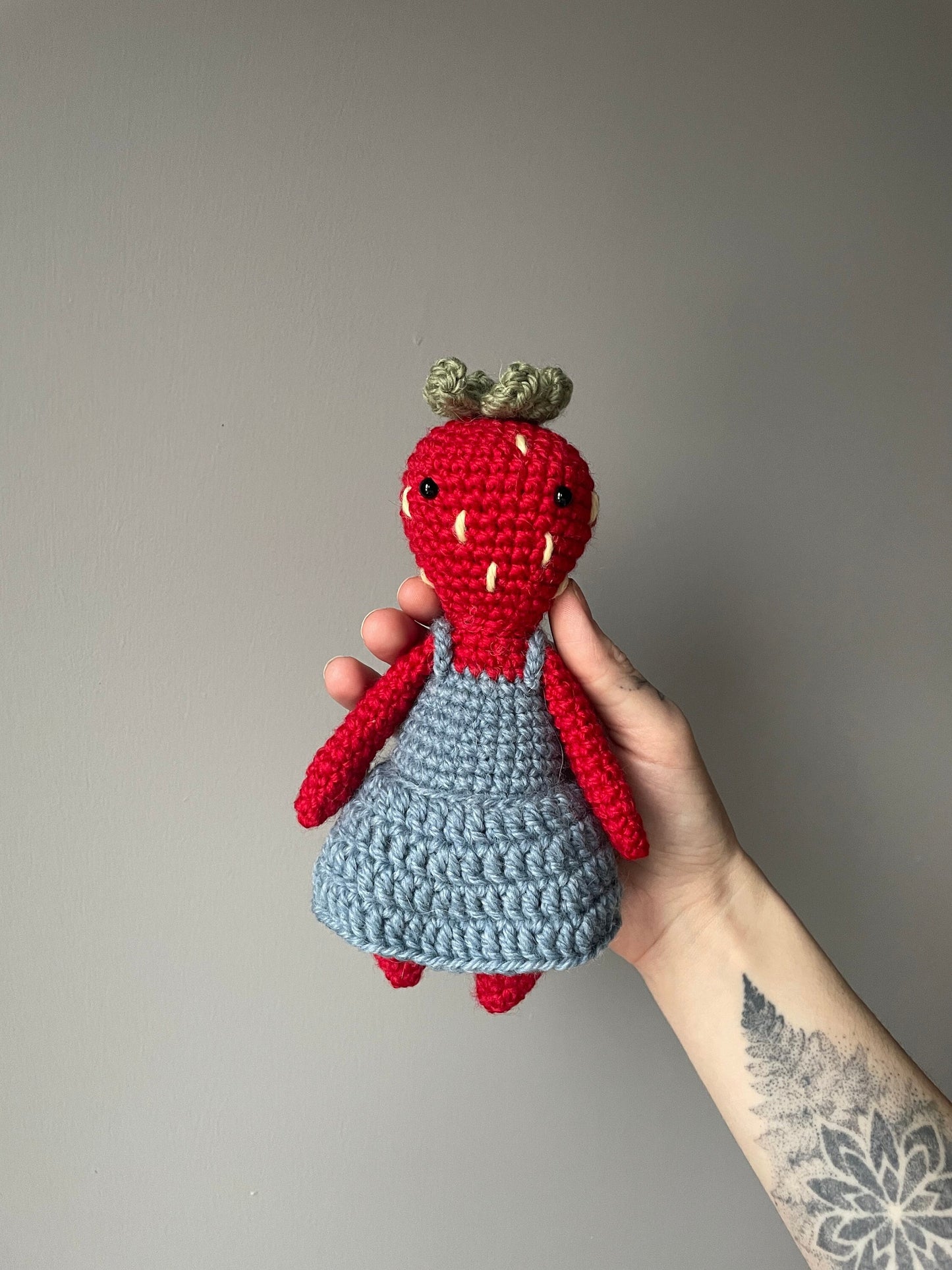 Sarah the Strawberry Girl Crochet Fruit Plushie Doll Pattern [DIGITAL PDF] (Downloadable File)