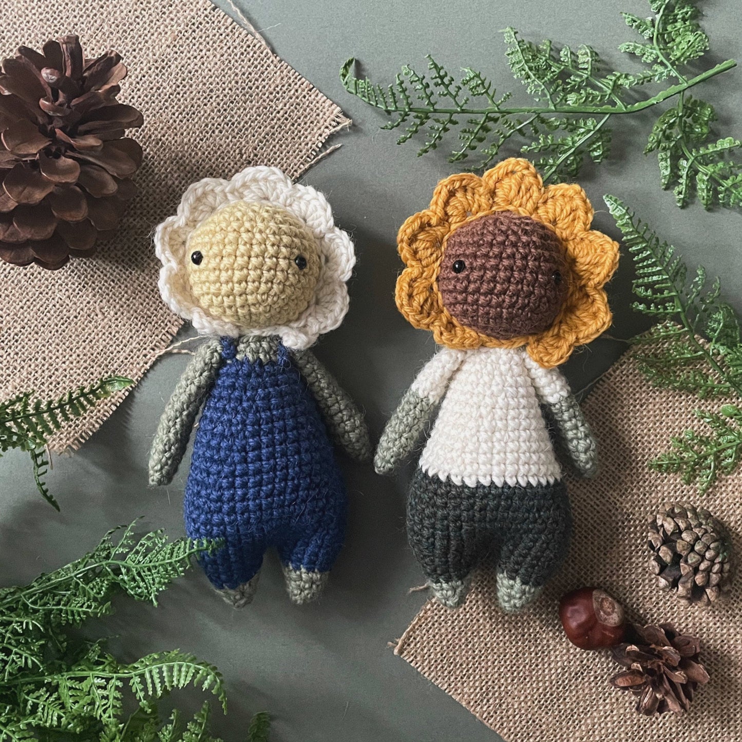 Crochet Sonny Sunflower and Dottie Daisy Doll Pattern: Amigurumi Plushie (Digital PDF)
