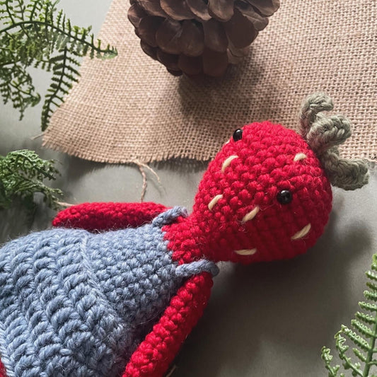 Sarah the Strawberry Girl Crochet Fruit Plushie Doll Pattern [DIGITAL PDF] (Downloadable File)