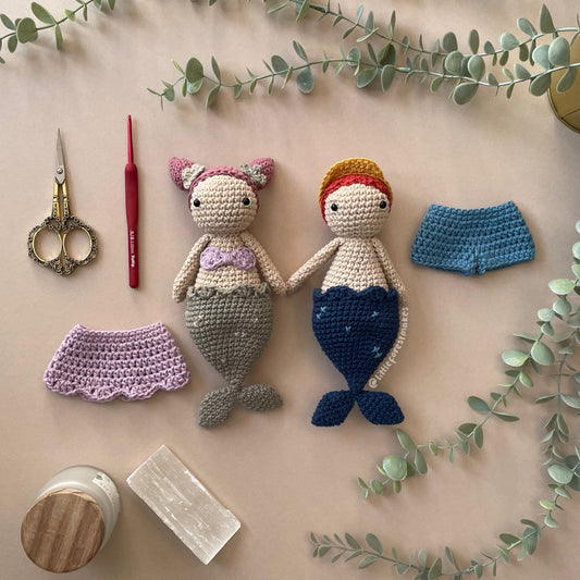 Maeva and Finn the Merfolk! Crochet Mermaid Pattern [DIGITAL PDF] (Downloadable File)