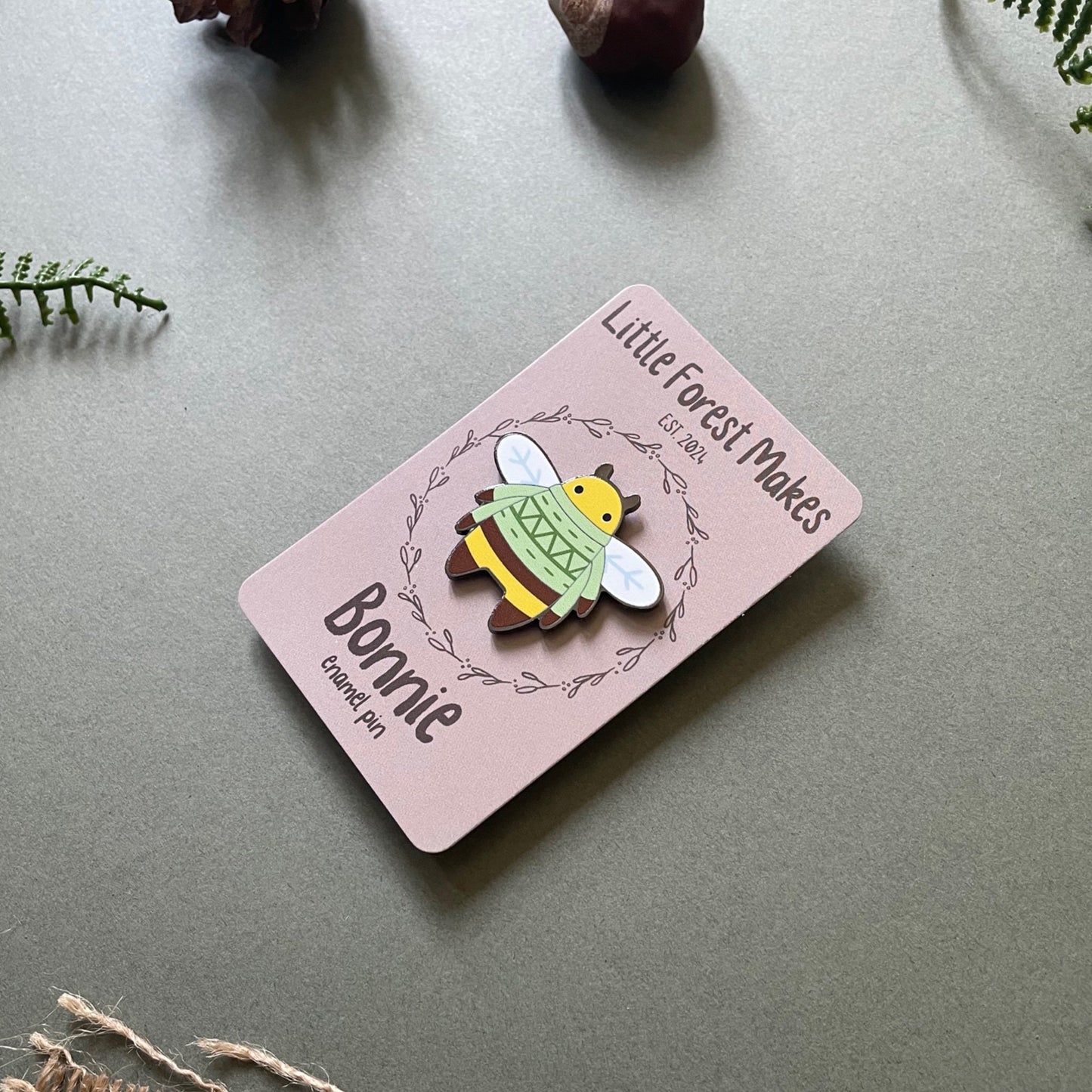 Bonnie the Bee Enamel Pin – Cute Sweater Bee Badge
