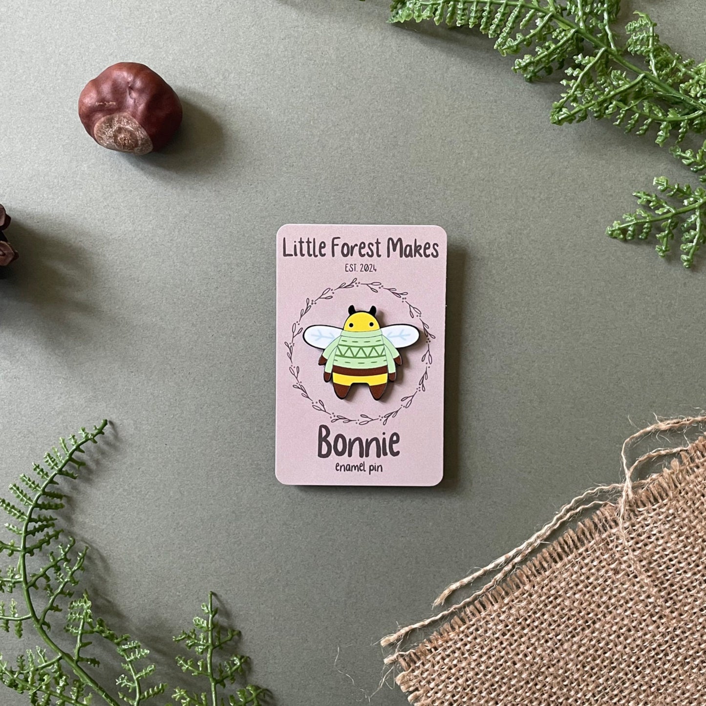 Bonnie the Bee Enamel Pin – Cute Sweater Bee Badge