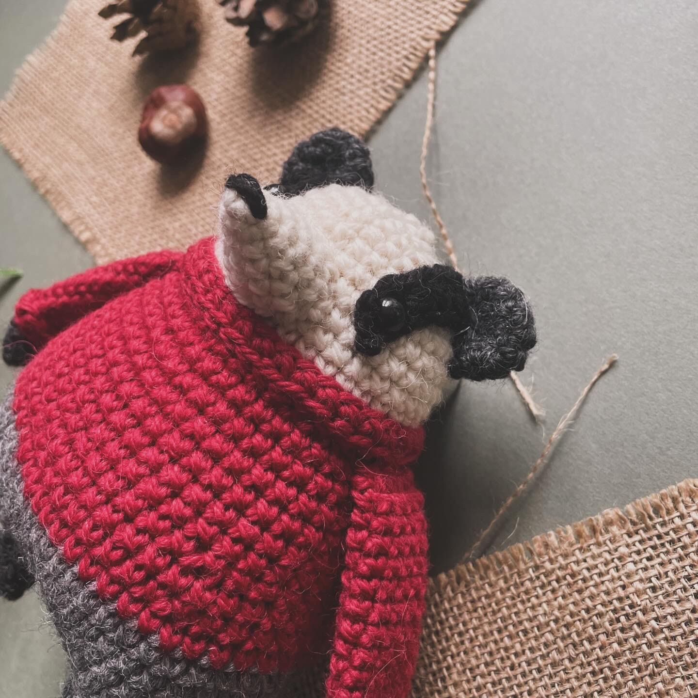 Bramble the Badger Crochet Plushie Doll Animal Pattern - [DIGITAL PDF] (Downloadable File)