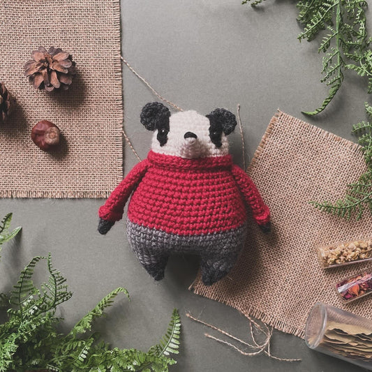 Bramble the Badger Crochet Plushie Doll Animal Pattern - [DIGITAL PDF] (Downloadable File)