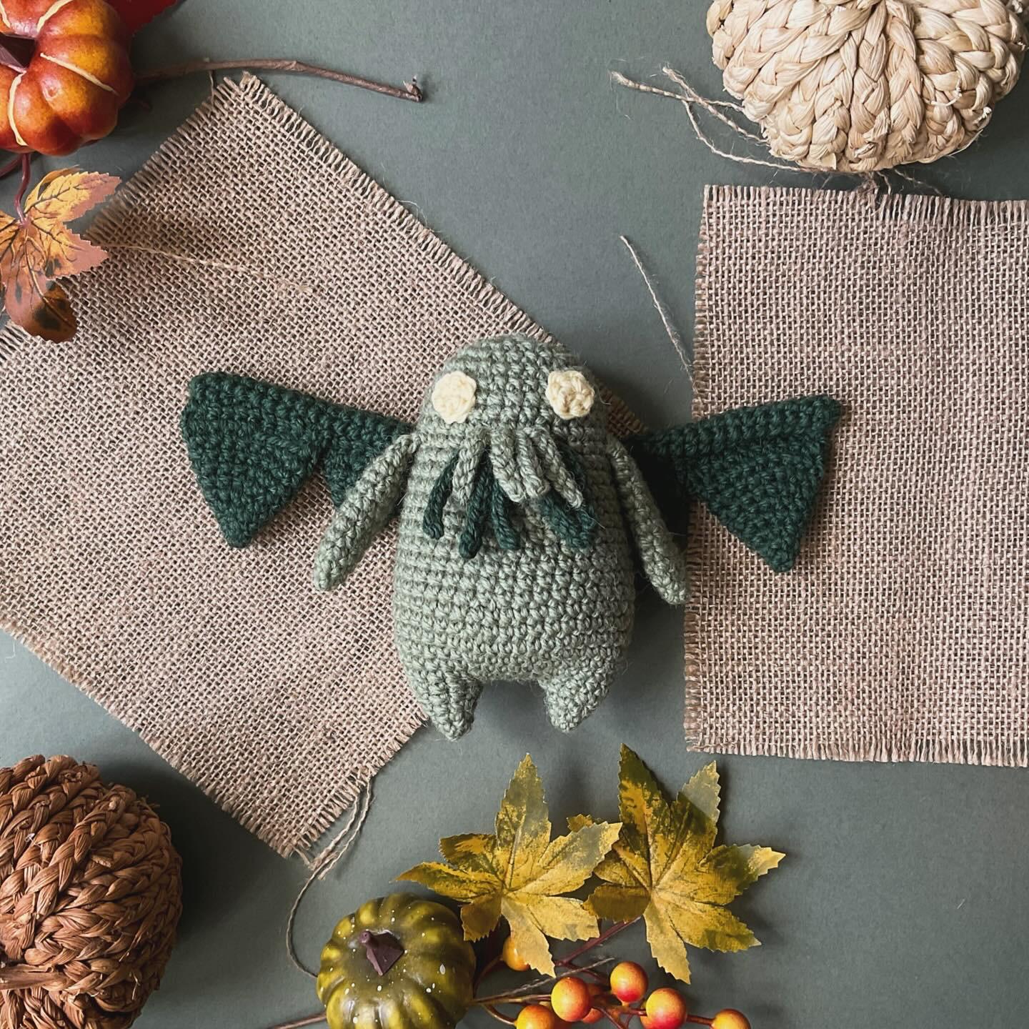 Mothman and Cthulhu Crochet Halloween Plushie Doll Pattern - [DIGITAL PDF] (Downloadable File)