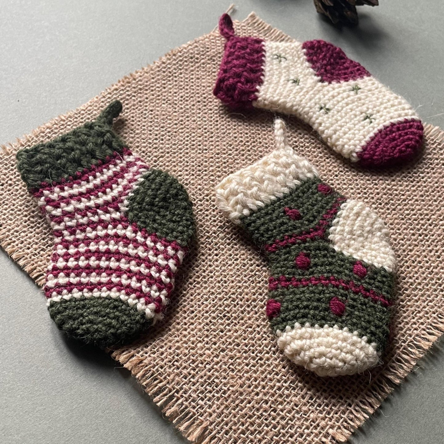 Mini Festive Stocking Bundle - Holiday Christmas Crochet Decoration Pattern [DIGITAL PDF] (Downloadable File)