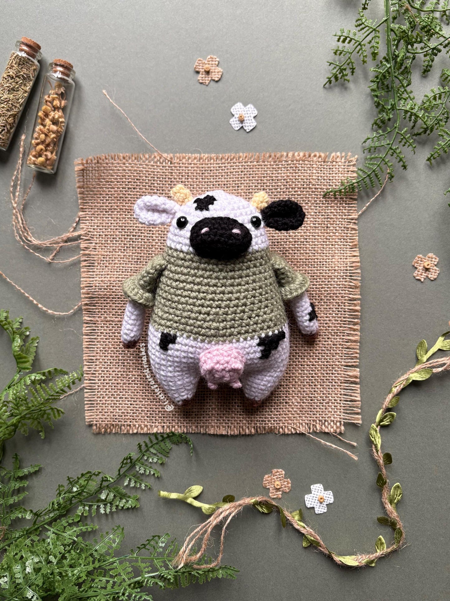 Chloe the Cow Crochet Plushie Doll Animal Pattern - [DIGITAL PDF] (Downloadable File)