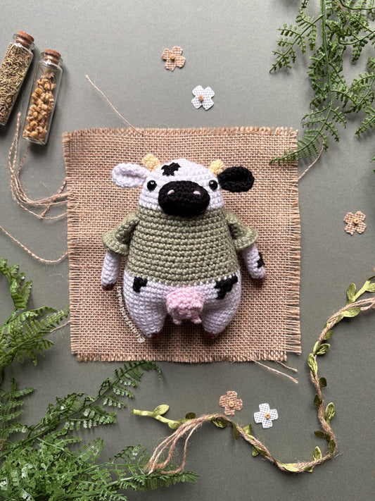 Chloe the Cow Crochet Plushie Doll Animal Pattern - [DIGITAL PDF] (Downloadable File)
