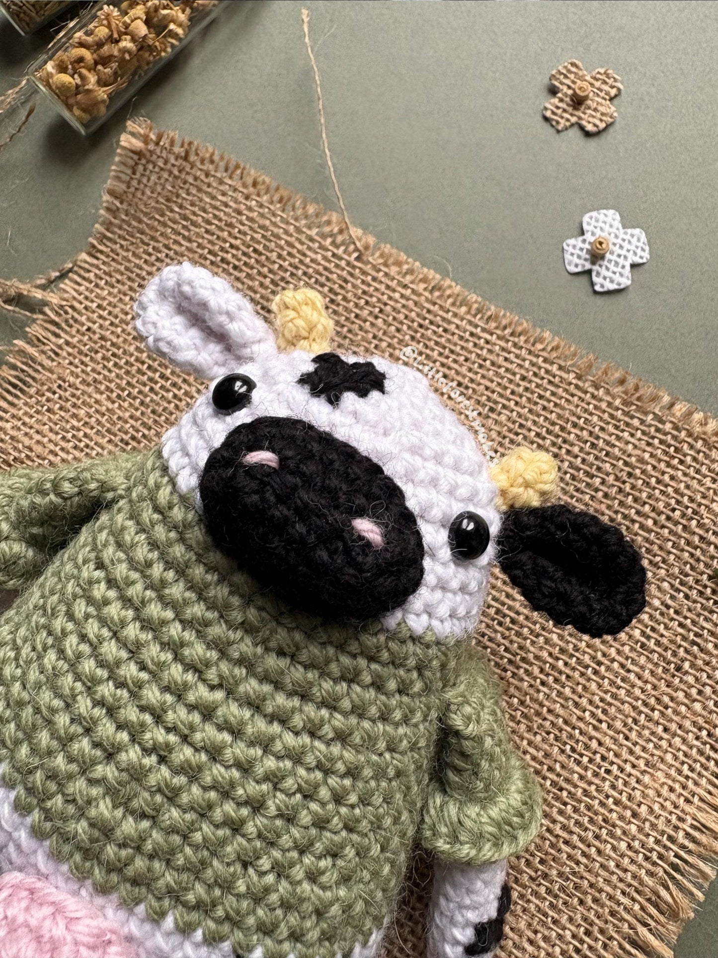 Chloe the Cow Crochet Plushie Doll Animal Pattern - [DIGITAL PDF] (Downloadable File)