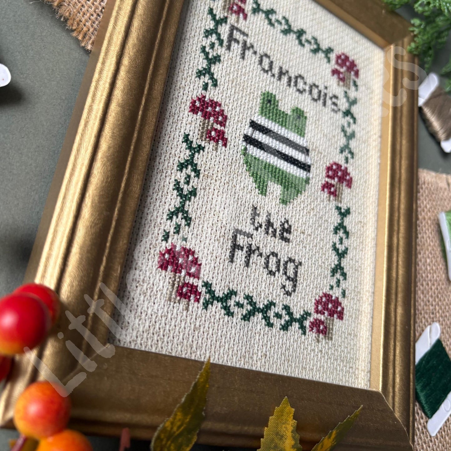 Mini Francois the Frog Cross Stitch Pattern Craft Sewing Needlework [Digital Download] [PDF]