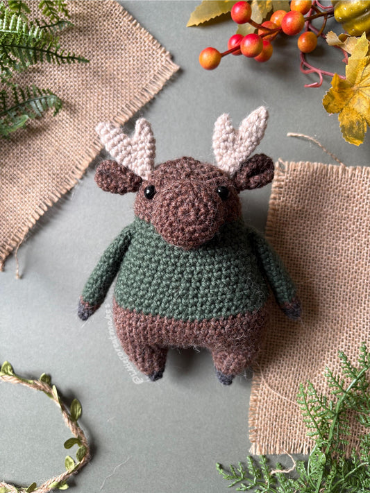 Marvin the Moose Crochet Plushie Doll Animal Pattern - [DIGITAL PDF] (Downloadable File)