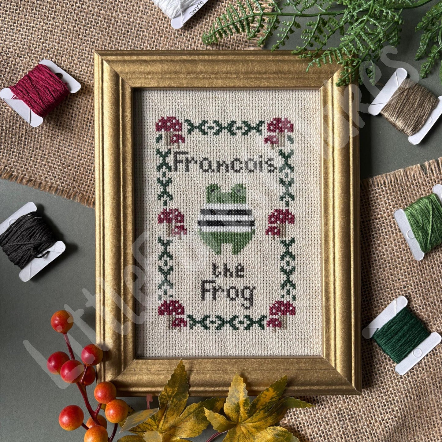 Mini Francois the Frog Cross Stitch Pattern Craft Sewing Needlework [Digital Download] [PDF]