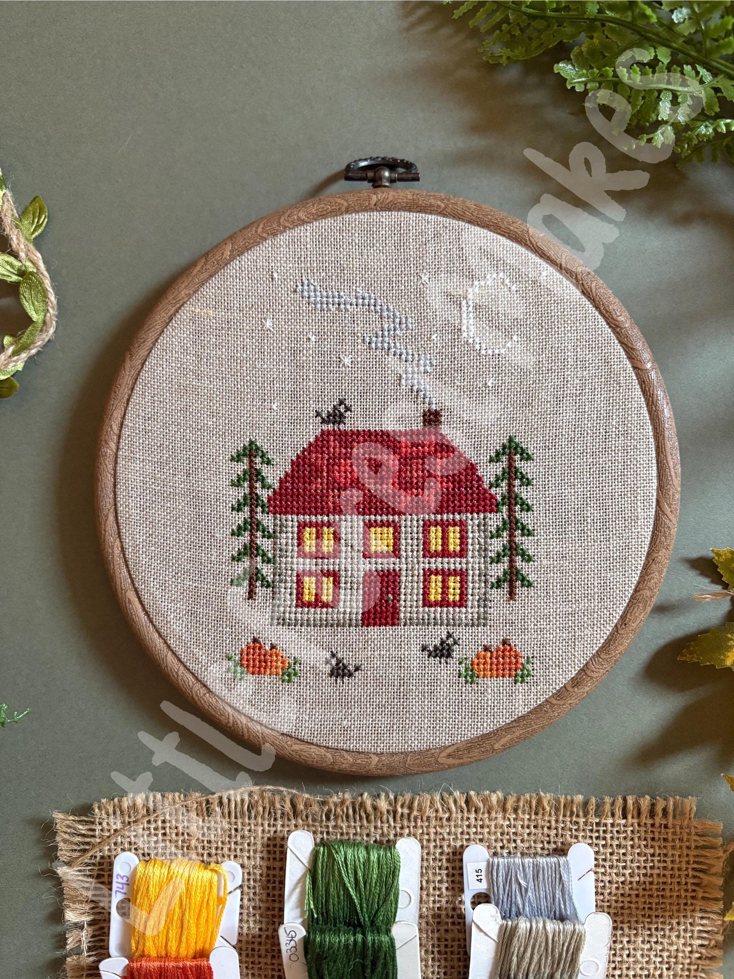 Crow Cottage Halloween Fall Autumn Cross Stitch Pattern Craft Sewing Needlework [Digital Download] [PDF]