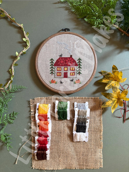 Crow Cottage Halloween Fall Autumn Cross Stitch Pattern Craft Sewing Needlework [Digital Download] [PDF]