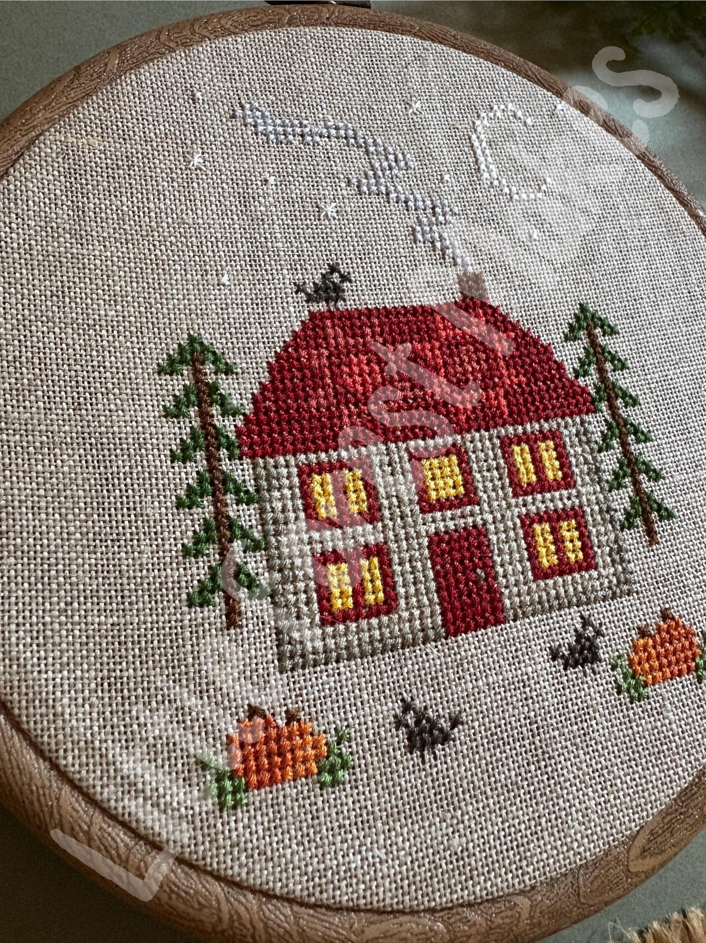 Crow Cottage Halloween Fall Autumn Cross Stitch Pattern Craft Sewing Needlework [Digital Download] [PDF]