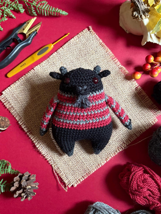 Grim the Goat Crochet Halloween Plushie Doll Animal Pattern - [DIGITAL PDF] (Downloadable File)