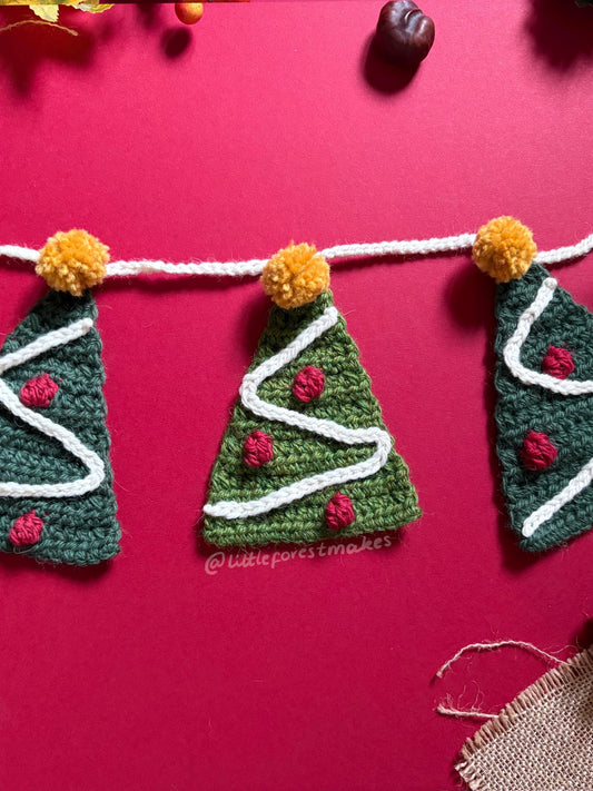 Crochet Festive Christmas Tree Garland Bunting Ornament Home Decor [DIGITAL PATTERN ONLY] [Downloadable File]