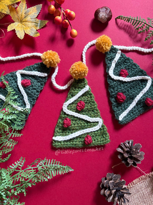 Crochet Festive Christmas Tree Garland Bunting Ornament Home Decor [DIGITAL PATTERN ONLY] [Downloadable File]